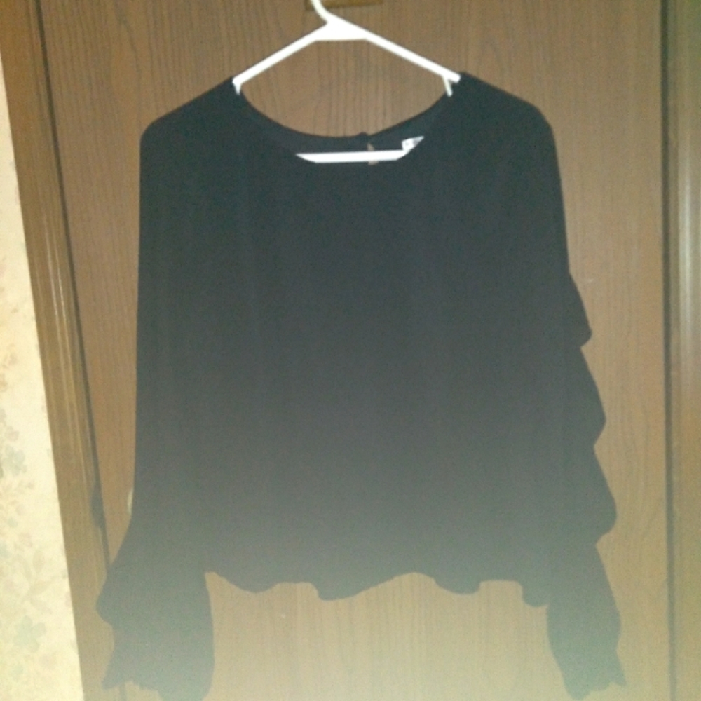 Vintage Women's black flowey blouse size L